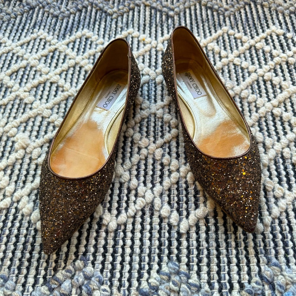 Jimmy Choo Ballet Flats Bronze Glitter - 37